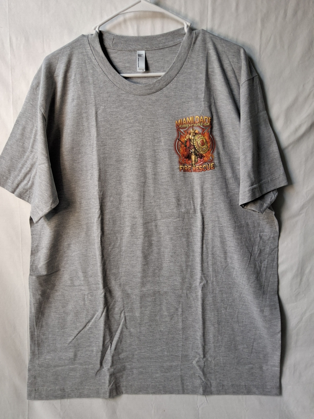 American Apparel Gray Graphic Fire Rescue Tee
